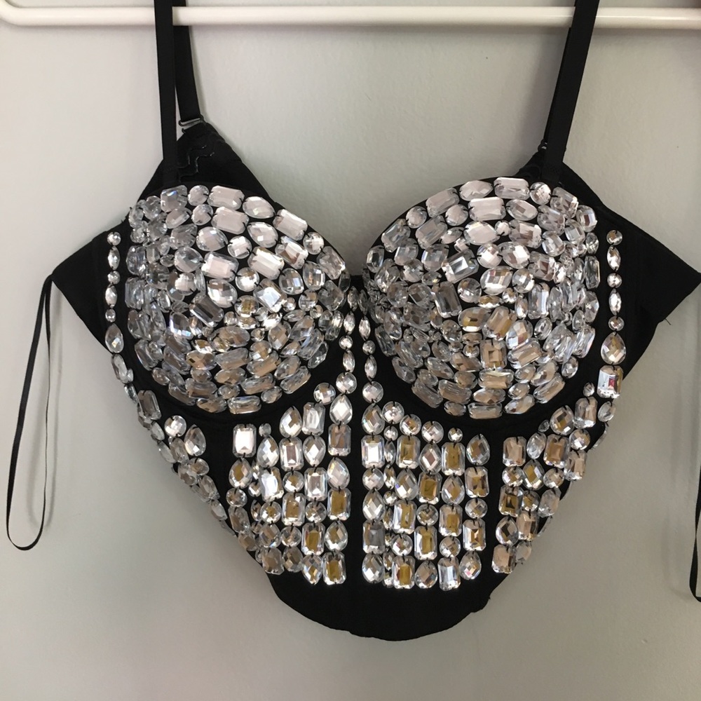 Rhinestone Bustier Crop Top